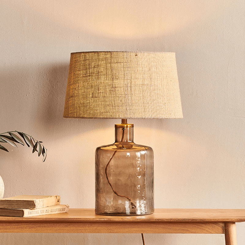 Edina Recycled Glass Table Lamp, H31cm, Smoke Brown