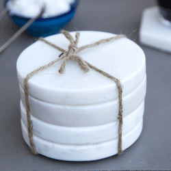 Image showing the Round Marble Coasters, Set of 4, White product.