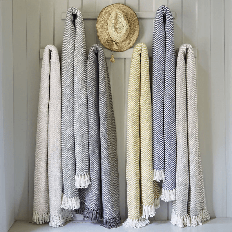 Herringbone Blanket, 250cm x 130cm, Navy