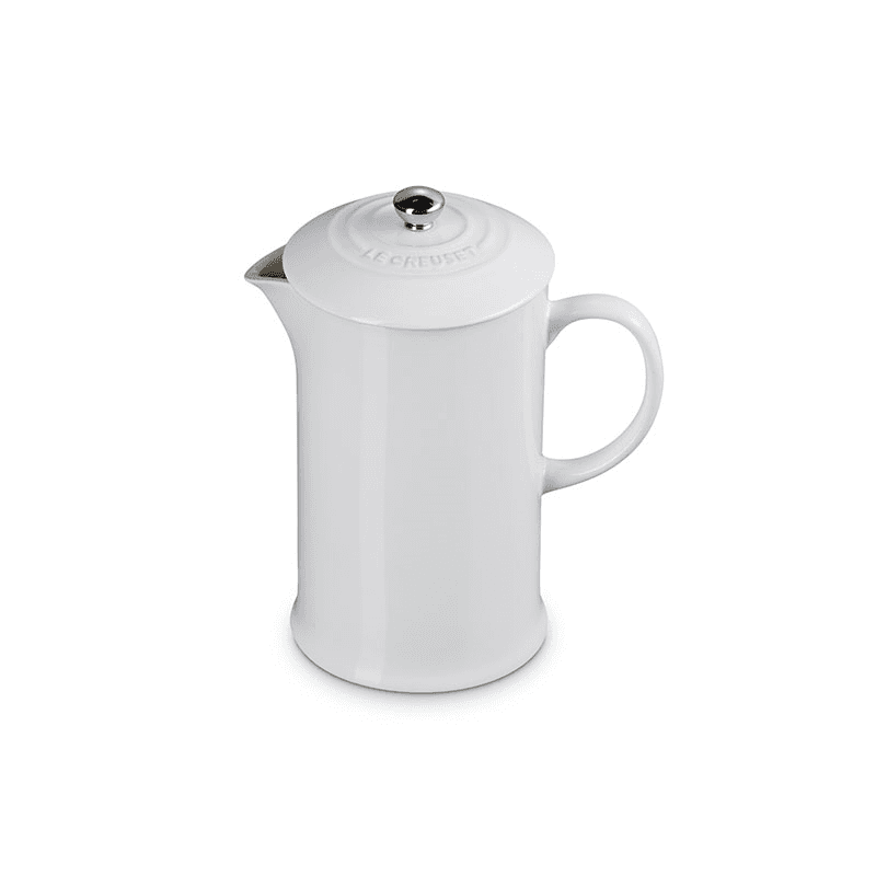 Stoneware Cafetiere with Metal Press, 1L, White