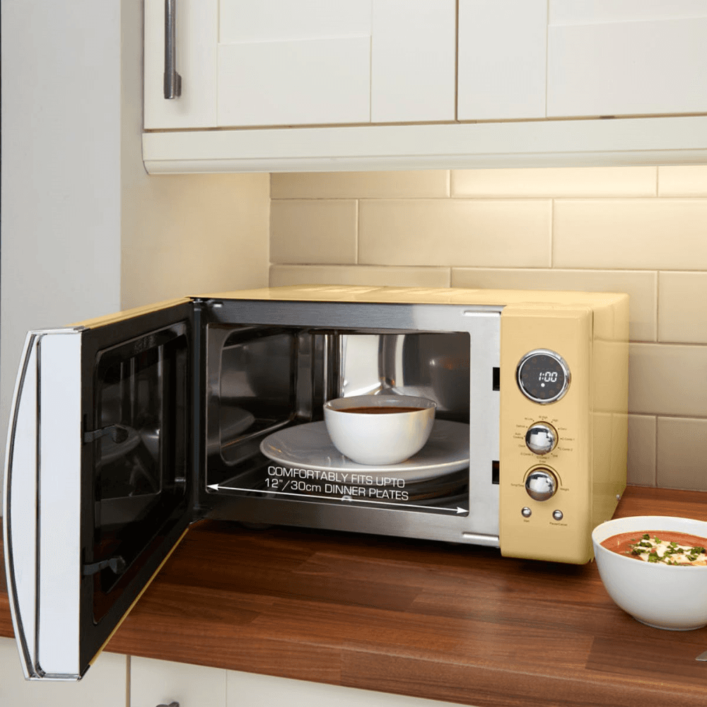 Retro 800W Digital Microwave, Cream