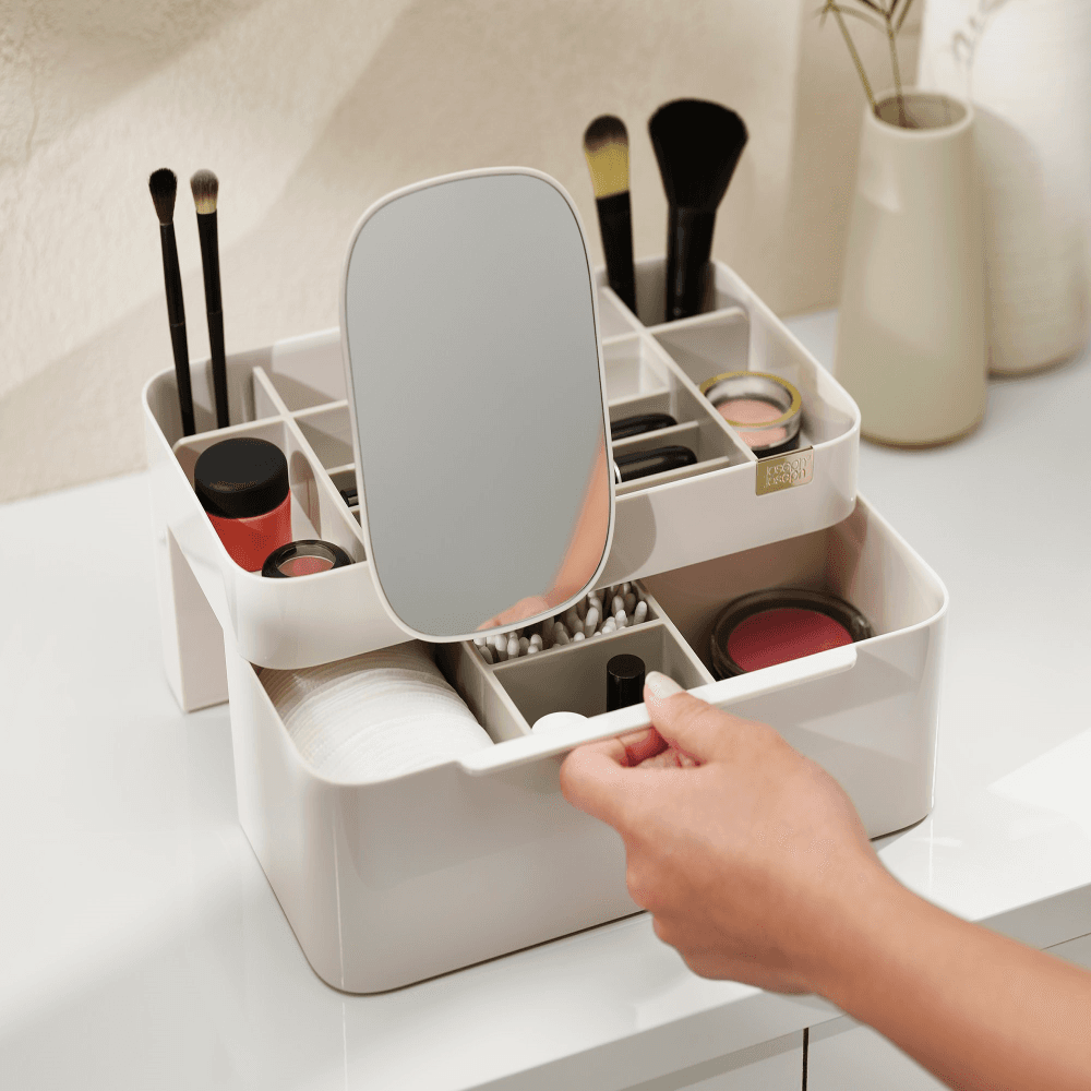Viva Large cosmetic organiser with removable mirror, Shell