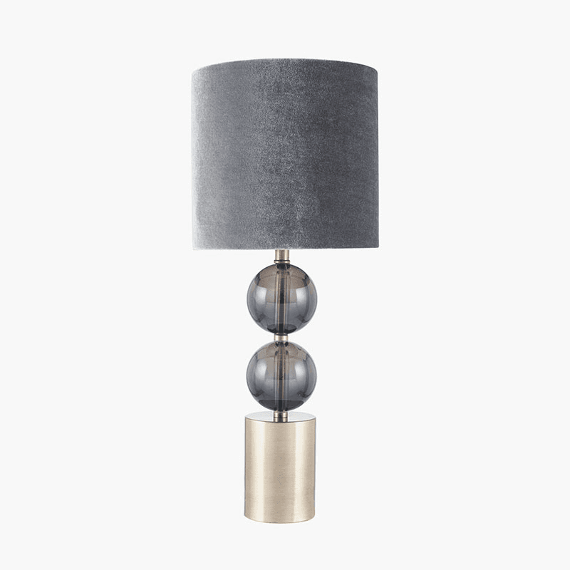 Harris Table Lamp, H48.5cm, Antique Brass and Smoke