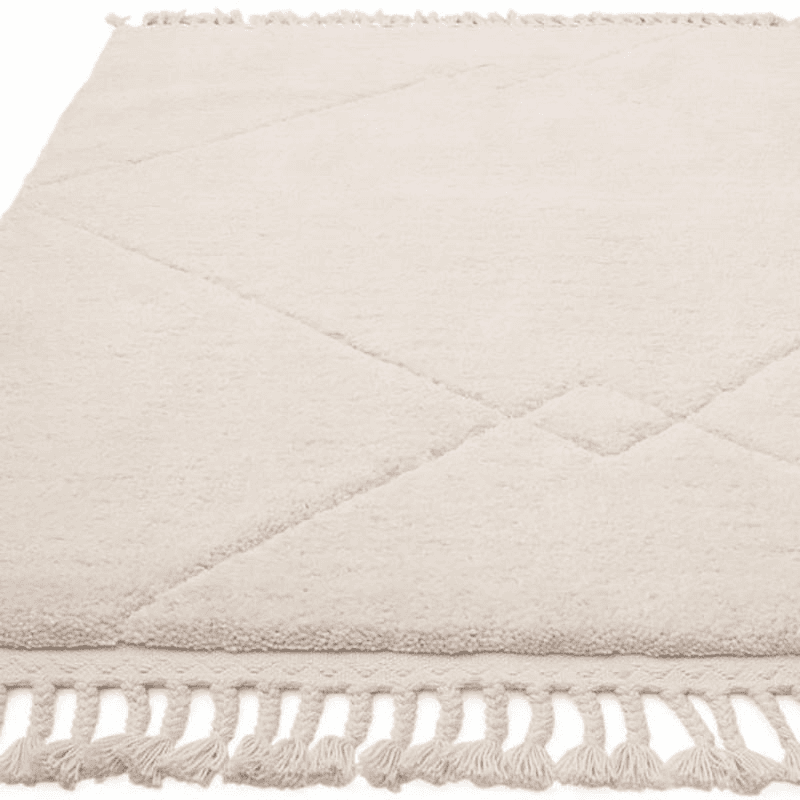 Fes Moroccan Boho Diamond Rug, 120 x 170cm, Cream