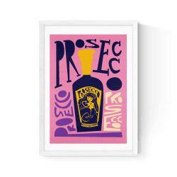 Image showing the Fox and Velvet Prosecco Art Print, H44 x W32cm, Pink product.