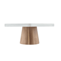 Image showing the Acacia Wood & Marble Cake Stand product.