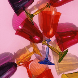 Image showing the Colourblock Set of 4 Wine Glasses, Multi product.