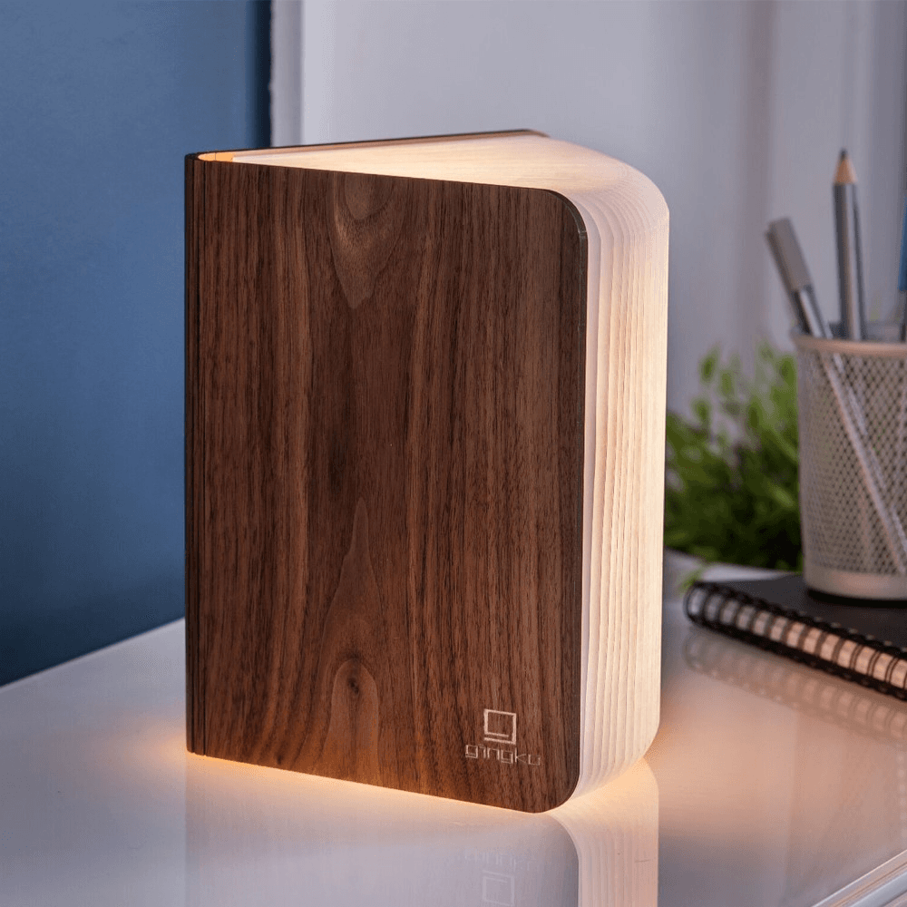 Large smart book light, L21.5 x W17 x H2.5cm, Walnut