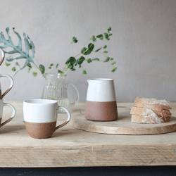 Image showing the Mali Slanting jug, D11.5 x 9.5cm, White & Terracotta product.