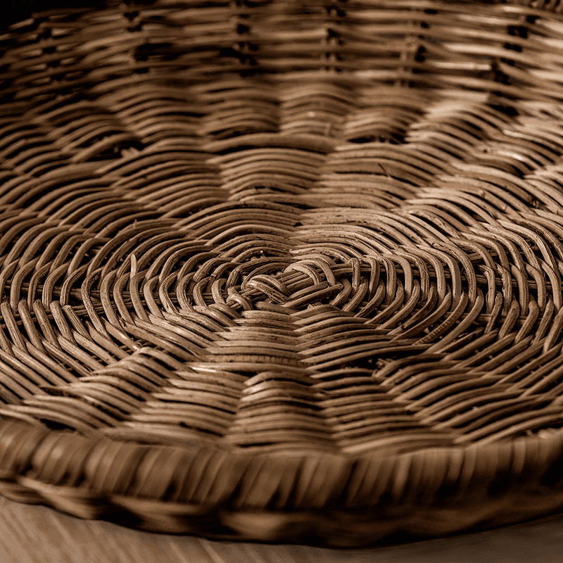 Pecan Rattan Round Tray, D43cm, Brown