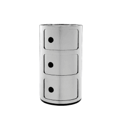 Image showing the Componibili, 3 Door Cabinet, Chrome, Silver product.