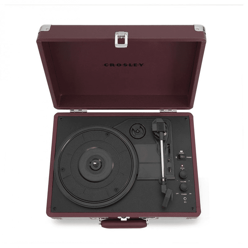 Cruiser Deluxe Plus Portable Turntable, Burgundy