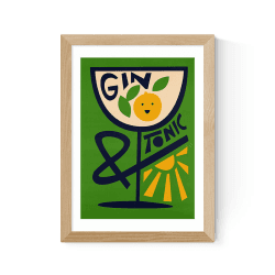 Image showing the Fox and Velvet Gin and Tonic Art Print, H61.5 x W44cm, Green product.