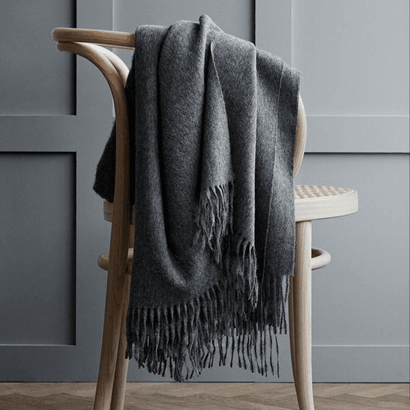 Classic Plaid Throw, H200cm x W130cm, Light Grey