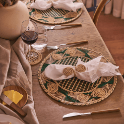 Image showing the Sandra Set of 2 Woven Placemats, D35cm, Dark Green product.