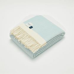 Image showing the Herringbone Blanket, 130 x 250cm, Duck Egg Blue product.