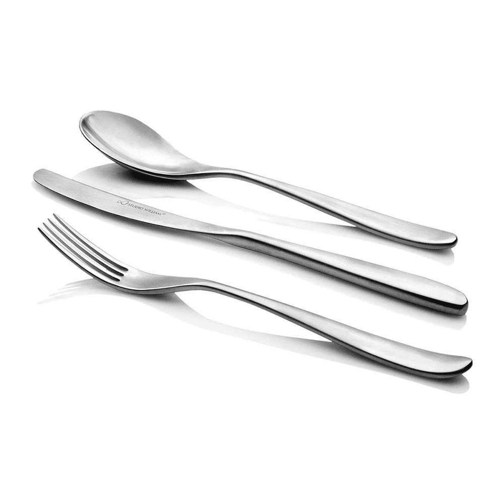 Olive 42 piece set, satin finish stainless steel