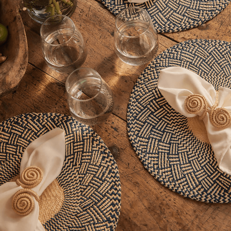 Nariño Set of 2 Woven Placemats, D39cm, Midnight Blue
