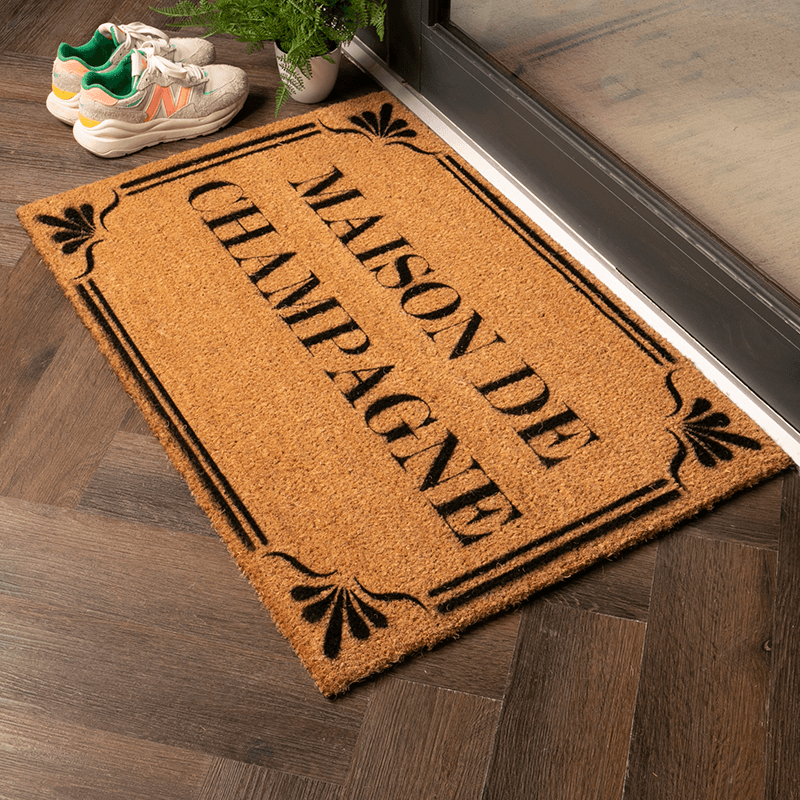 Country Home Maison De Champagne Doormat, 90 x 60cm, Natural & Black
