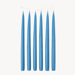 Image showing the Set of 6 Tapered Dinner Candles, H35cm, Wedgewood Blue product.