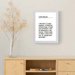 Image showing the The Native State, Love Rules Framed Art Print, White product.