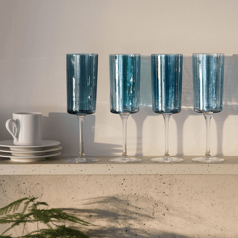 Gems Set of 4 Champagne Flutes, 210ml, Sapphire