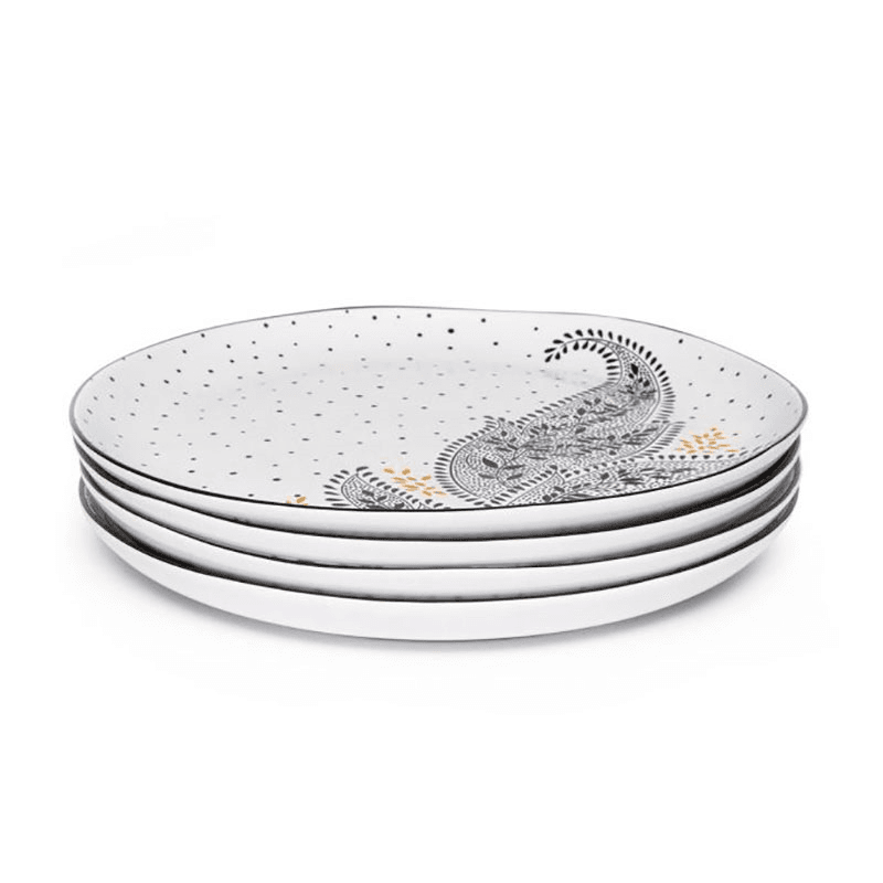 Artisanne Noir Set of 4 Dinner Plates, D27cm, Monochrome