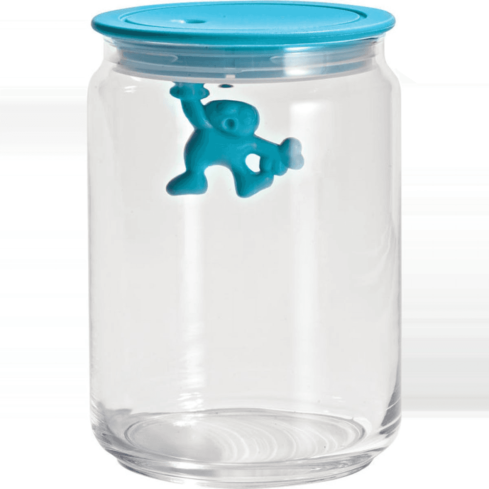 Gianni, a little man holding on tight by Mattia Di Rosa Glass box, 0.9 litre, Blue
