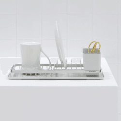 Image showing the Compact Dish drying rack, H12.5 x W20 x D46cm, Light Grey product.
