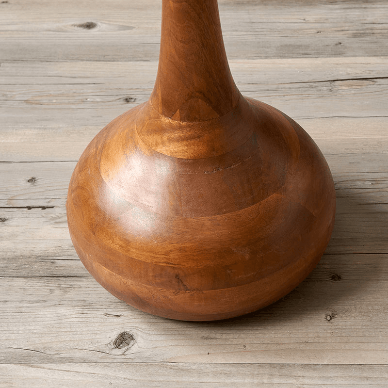 Toma Floor Lamp With Linen Drum Shade, H133cm, Oiled Wood
