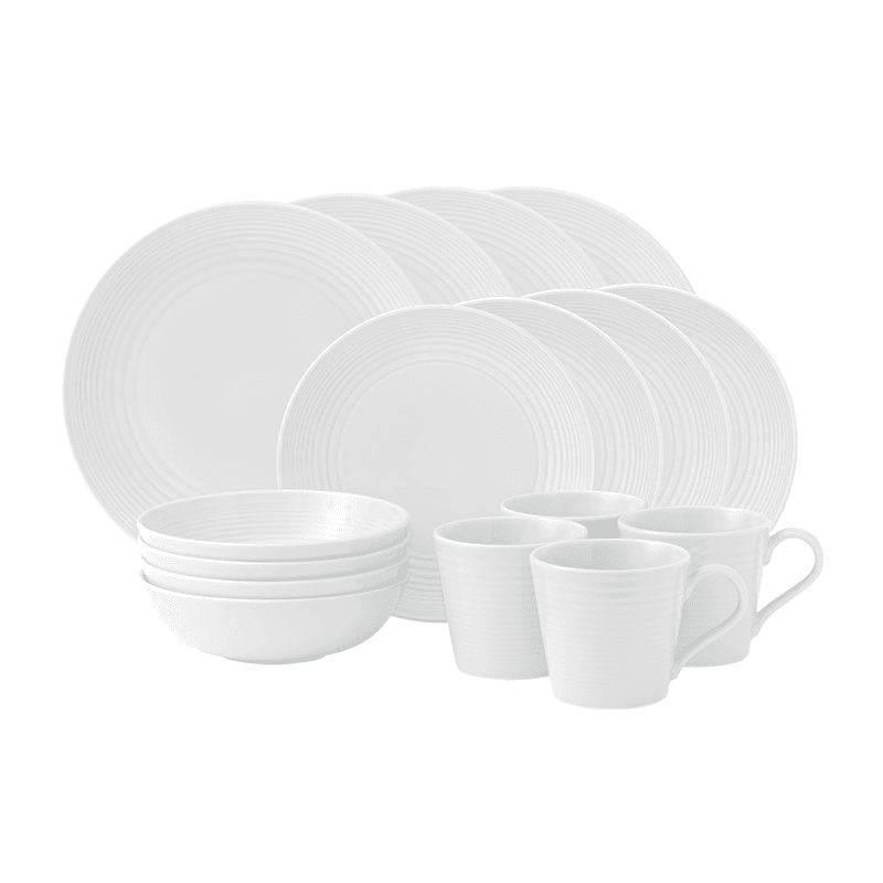 Maze 16 Piece Dinnerware Set, White