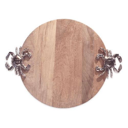 Seashore Serving Board with Crab Design, D26cm, Wood