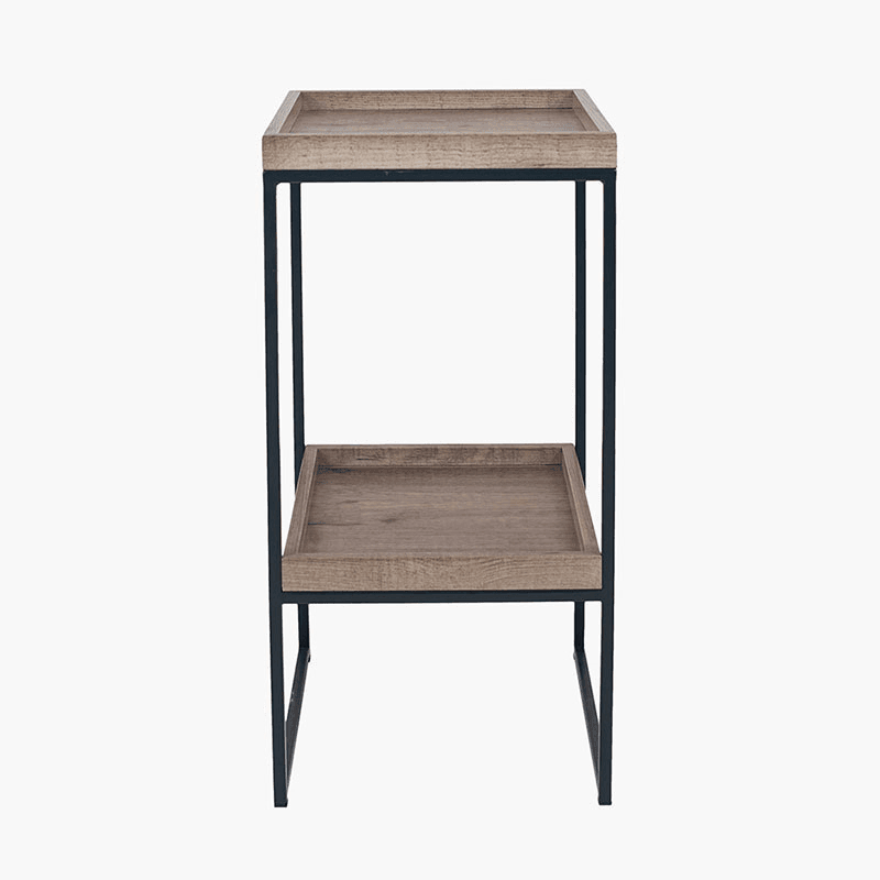 Gallery Side Table, Natural Wood Veneer and Black