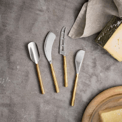 Image showing the Darsa Cheese Knife Set, Brushed Gold product.