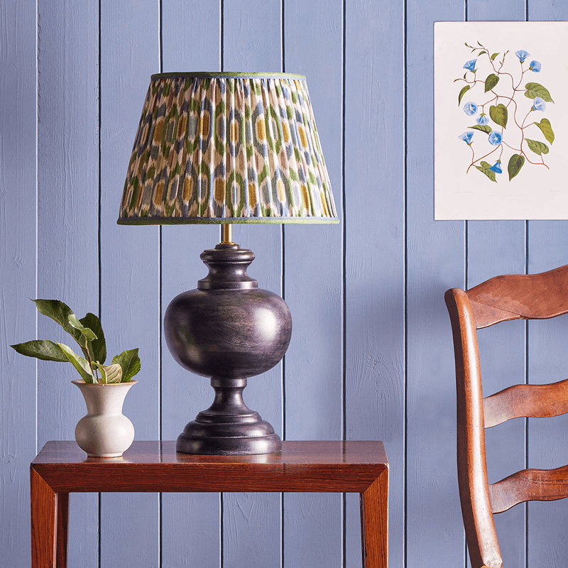 Empire Shade Small Ikat Spot Linen By GP & J Baker, 30cm, Blue/Green