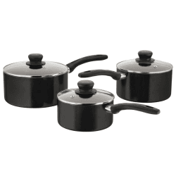 Image showing the Radiant Non-Stick 3 Piece Saucepan Set, Black product.