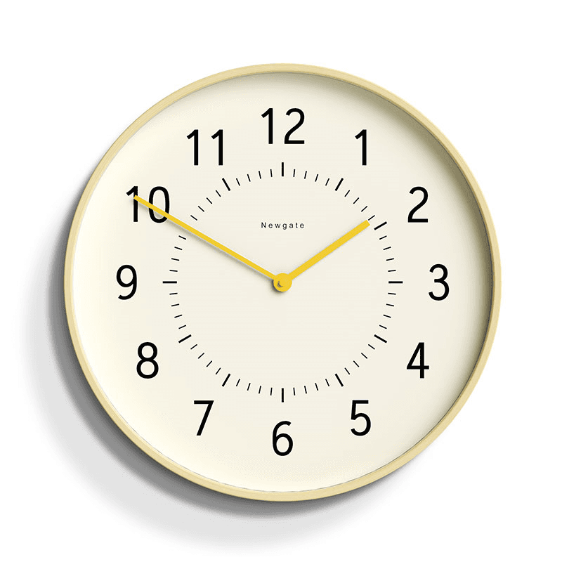 Monopoly Wall Clock, D40cm, Light Plywood/Yellow