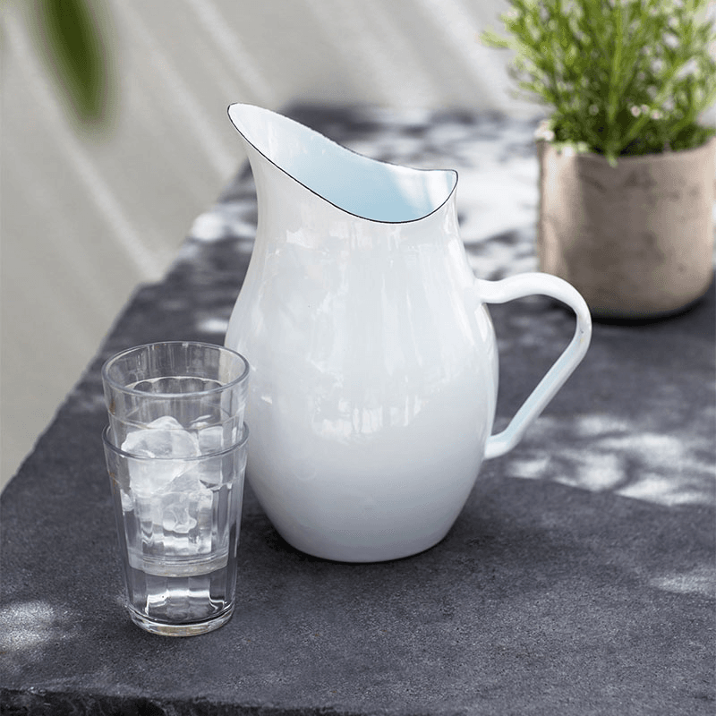 Water pitcher, white/enamel