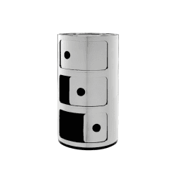 Image showing the Componibili, 3 Door Cabinet, Chrome, Silver product.
