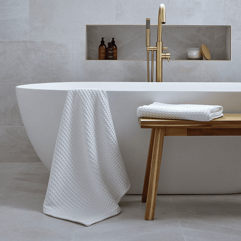 Waffle Towel Hand Towel, White