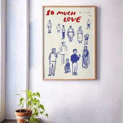 Image showing the So Much Love Framed Print, 30 x 40cm, Blue product.