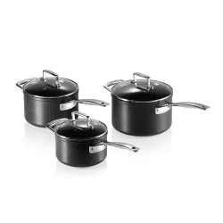 Image showing the Toughened Non-Stick 3 piece saucepan set product.