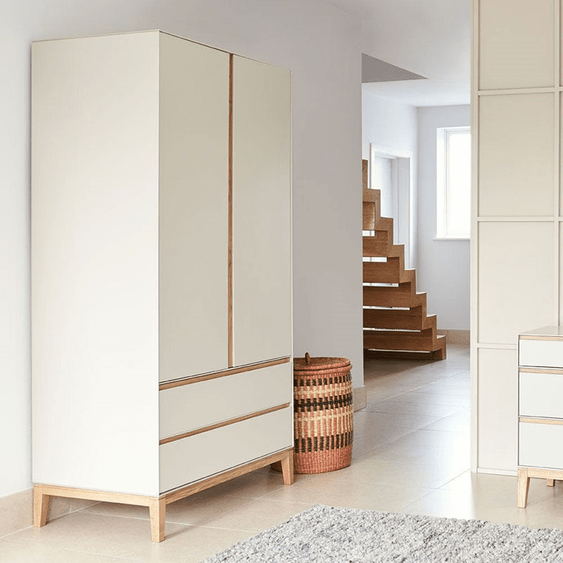 Lars Two Door Wardrobe, H191 x W100cm, Cashmere and Oak