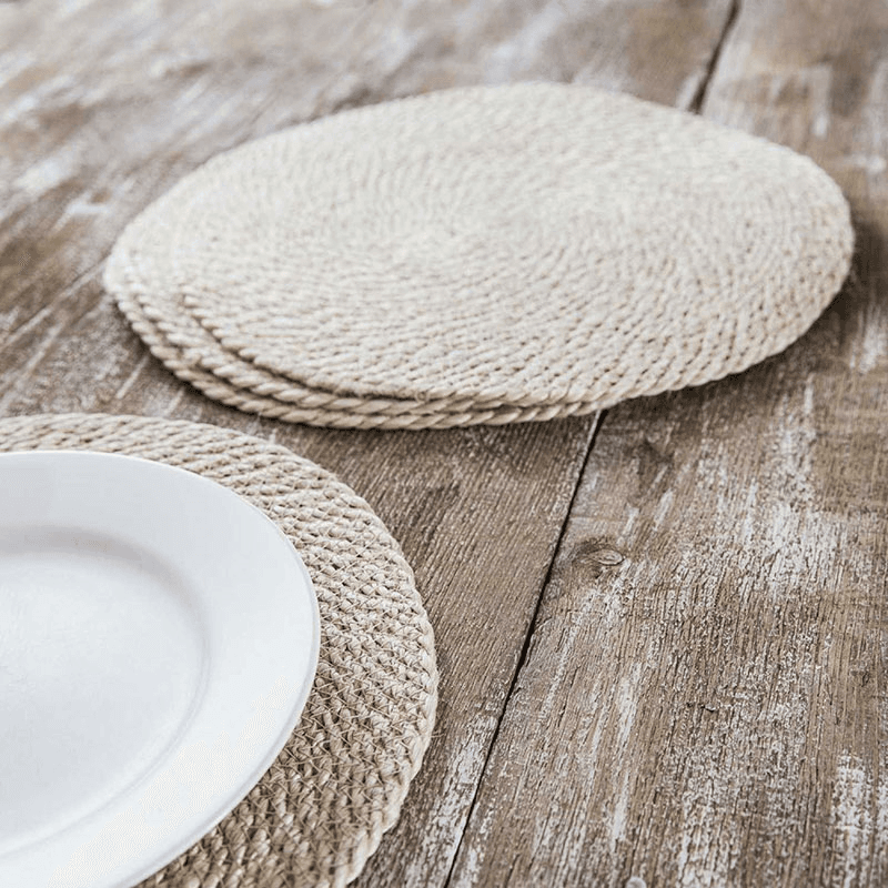 Jute Set of 4 Placemats, D38cm, Natural