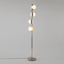 Image showing the Disk Opal Floor Lamp, H167cm, Brass product.