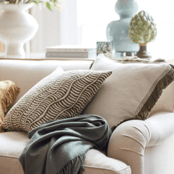 Image showing the Elspeth Cushion Cover with Fringing, 56 x 56cm, Natural/Green product.