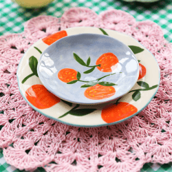Image showing the Orange Twig Set Of 4 Plates, D22cm, Multi product.