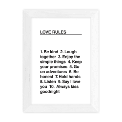 Image showing the The Native State, Love Rules Framed Art Print, White product.