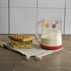 Image showing the Glass Measuring Jug With Silicone Base, 1L, Red product.