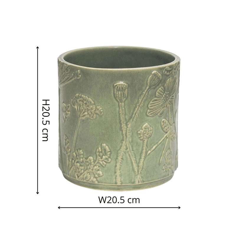 Kew Botanical Retreat Stoneware Meadow Planter, D21cm, Green
